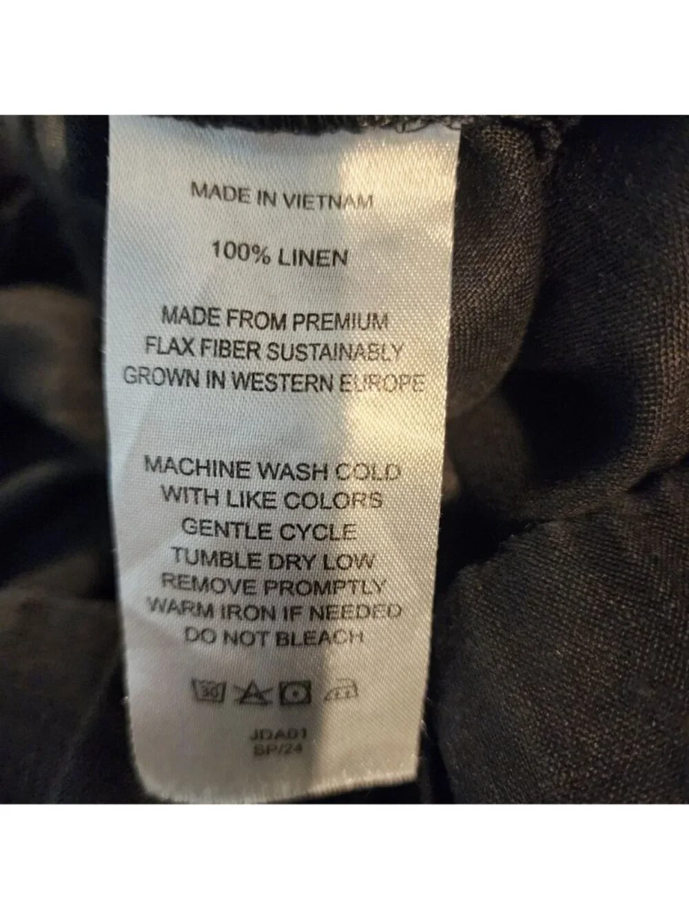 Quince black linen pants elastic waist pockets sz XL women pull-on  25